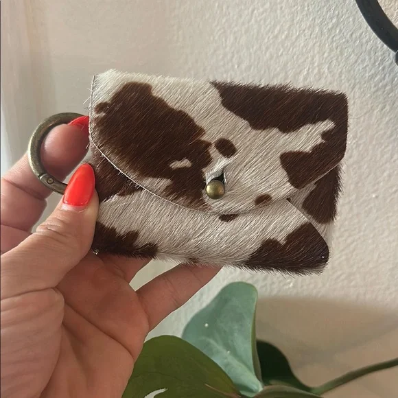 Cowhide Key & Card Holder - Brown and Gray - Picture 1 of 6